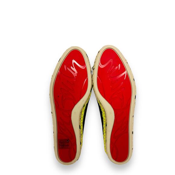 CHRISTIAN LOUBOUTIN Black White Neon Yellow Ivy Espapop Flats Espadrilles 36 - Picture 9 of 9
